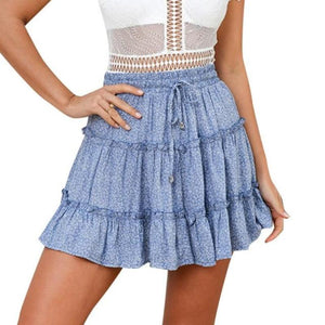 High Waist A Line Bohemian Floral Elastic Short Skirt - Easy Pickins Store