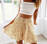 High Waist A Line Bohemian Floral Elastic Short Skirt - Easy Pickins Store