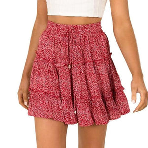 High Waist A Line Bohemian Floral Elastic Short Skirt - Easy Pickins Store