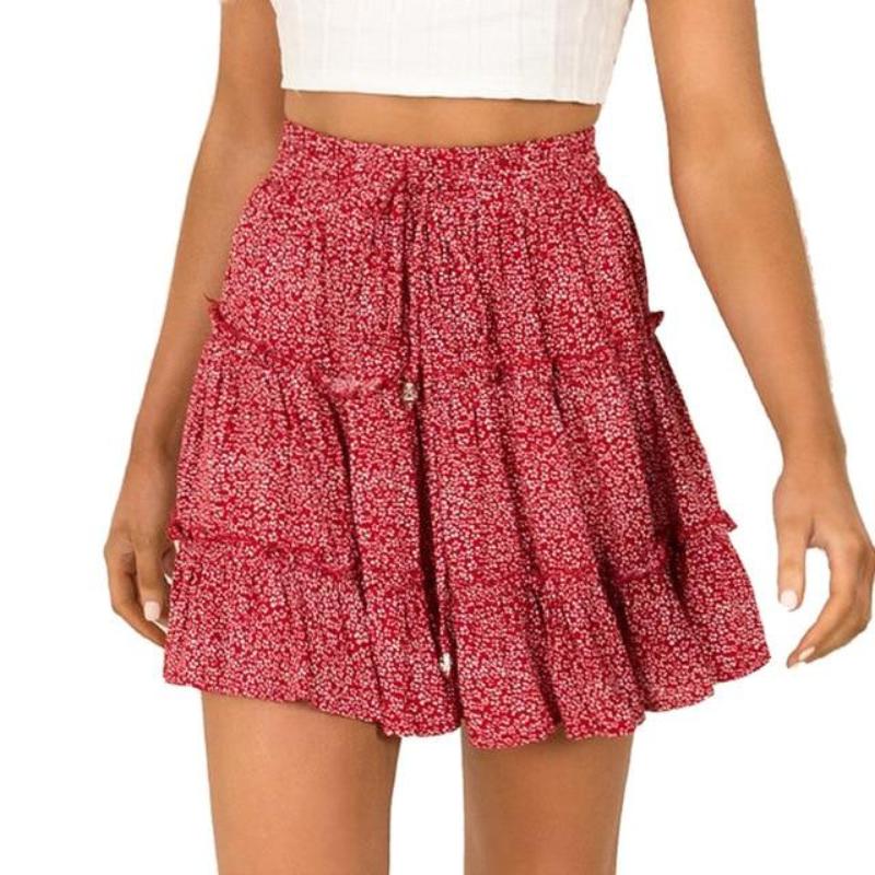 High Waist A Line Bohemian Floral Elastic Short Skirt - Easy Pickins Store