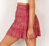 High Waist A Line Bohemian Floral Elastic Short Skirt - Easy Pickins Store