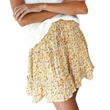 High Waist A Line Bohemian Floral Elastic Short Skirt - Easy Pickins Store