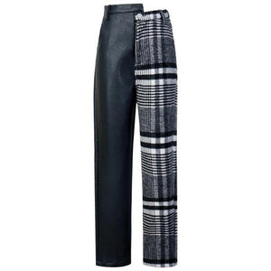 High Waist Asymmetrical Patchwork Ankle Length Wool Pants - Easy Pickins Store