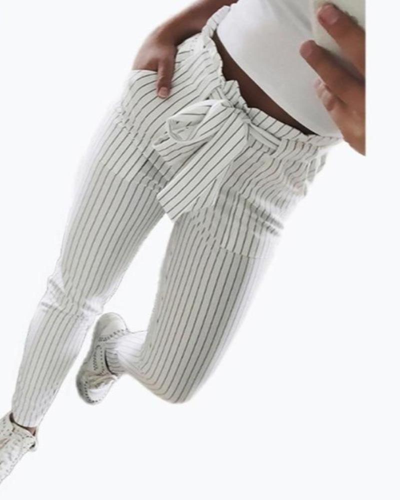 High Waist Bow Tie Pocket Pencil OL Pants - Easy Pickins Store