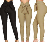 High Waist Bowknot Long Slim Skinny Pants Bandage Elastic Pencil - Easy Pickins Store