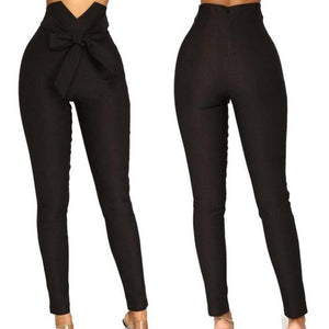 High Waist Bowknot Long Slim Skinny Pants Bandage Elastic Pencil - Easy Pickins Store