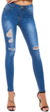 High Waist Butt Lift Stretch Ripped Skinny Jeans Distressed Denim - Easy Pickins Store