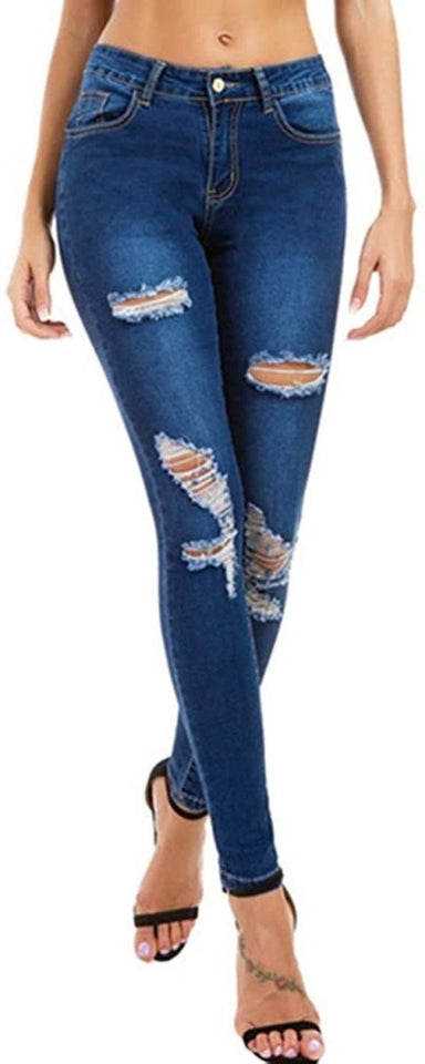 High Waist Butt Lift Stretch Ripped Skinny Jeans Distressed Denim - Easy Pickins Store