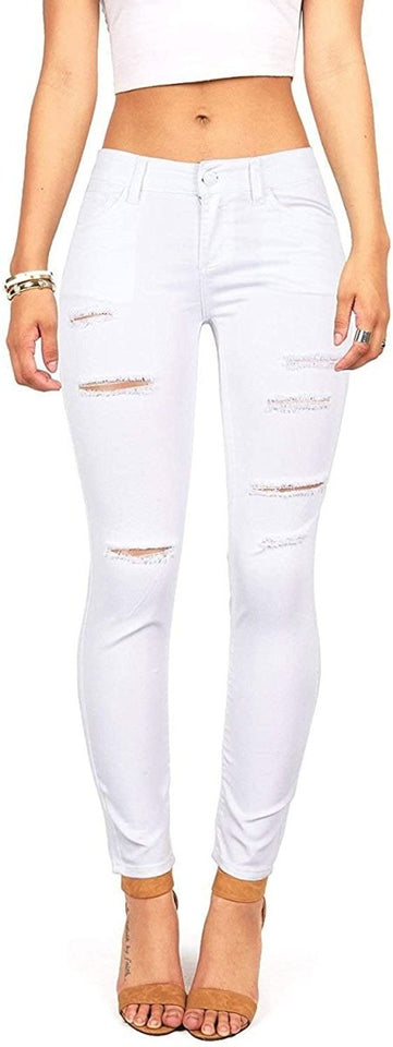High Waist Butt Lift Stretch Ripped Skinny Jeans Distressed Denim - Easy Pickins Store