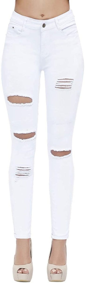 High Waist Butt Lift Stretch Ripped Skinny Jeans Distressed Denim - Easy Pickins Store