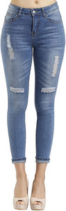 High Waist Butt Lift Stretch Ripped Skinny Jeans Distressed Denim - Easy Pickins Store