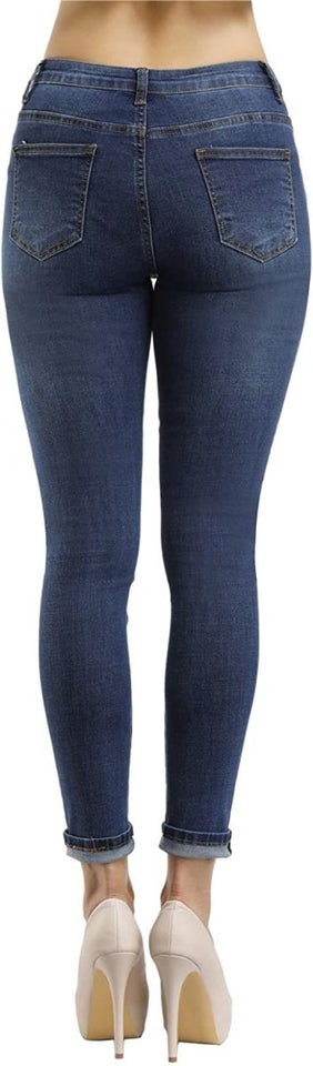 High Waist Butt Lift Stretch Ripped Skinny Jeans Distressed Denim - Easy Pickins Store
