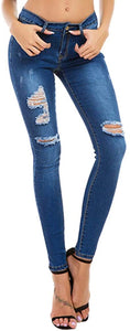 High Waist Butt Lift Stretch Ripped Skinny Jeans Distressed Denim - Easy Pickins Store