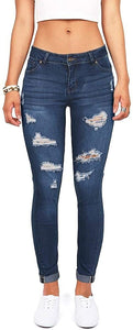 High Waist Butt Lift Stretch Ripped Skinny Jeans Distressed Denim - Easy Pickins Store