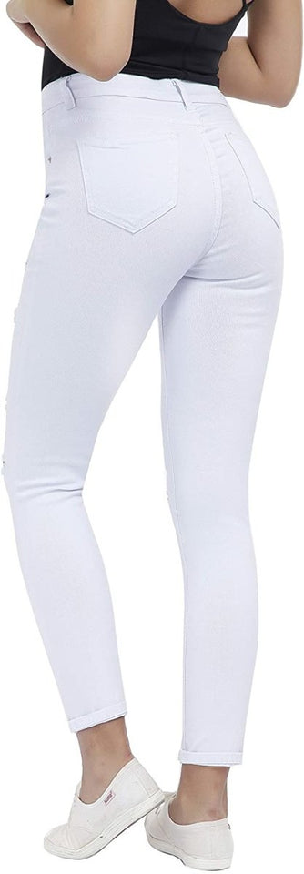 High Waist Butt Lift Stretch Ripped Skinny Jeans Distressed Denim - Easy Pickins Store