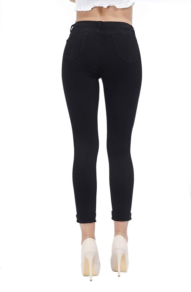 High Waist Butt Lift Stretch Ripped Skinny Jeans Distressed Denim - Easy Pickins Store