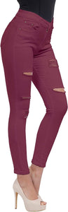 High Waist Butt Lift Stretch Ripped Skinny Jeans Distressed Denim - Easy Pickins Store