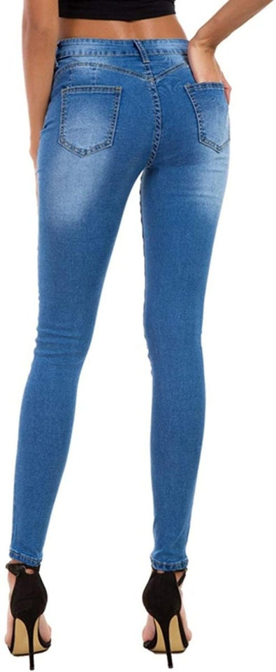 High Waist Butt Lift Stretch Ripped Skinny Jeans Distressed Denim - Easy Pickins Store
