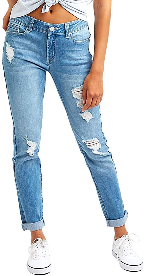High Waist Butt Lift Stretch Ripped Skinny Jeans Distressed Denim - Easy Pickins Store