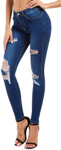 High Waist Butt Lift Stretch Ripped Skinny Jeans Distressed Denim - Easy Pickins Store