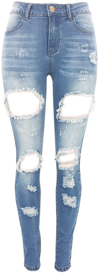 High Waist Butt Lift Stretch Ripped Skinny Jeans Distressed Denim - Easy Pickins Store