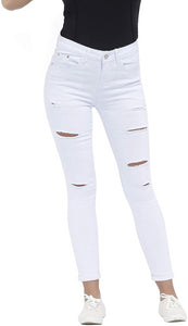 High Waist Butt Lift Stretch Ripped Skinny Jeans Distressed Denim - Easy Pickins Store