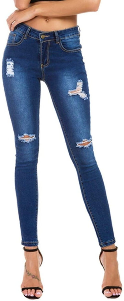 High Waist Butt Lift Stretch Ripped Skinny Jeans Distressed Denim - Easy Pickins Store