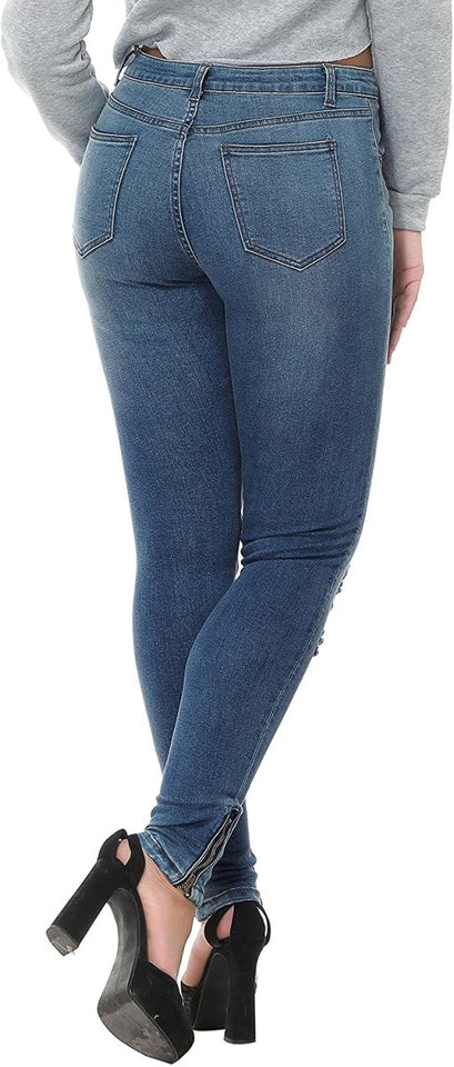 High Waist Butt Lift Stretch Ripped Skinny Jeans Distressed Denim - Easy Pickins Store