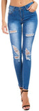 High Waist Butt Lift Stretch Ripped Skinny Jeans Distressed Denim - Easy Pickins Store