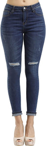 High Waist Butt Lift Stretch Ripped Skinny Jeans Distressed Denim - Easy Pickins Store