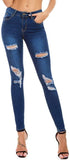 High Waist Butt Lift Stretch Ripped Skinny Jeans Distressed Denim - Easy Pickins Store