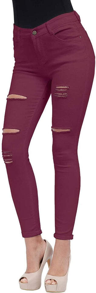 High Waist Butt Lift Stretch Ripped Skinny Jeans Distressed Denim - Easy Pickins Store
