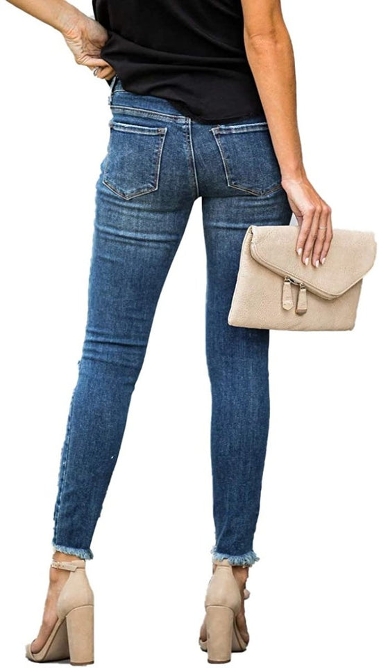 High Waist Butt Lift Stretch Ripped Skinny Jeans Distressed Denim - Easy Pickins Store
