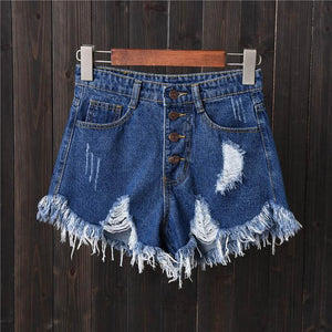 High Waist Denim Short Jeans - Easy Pickins Store