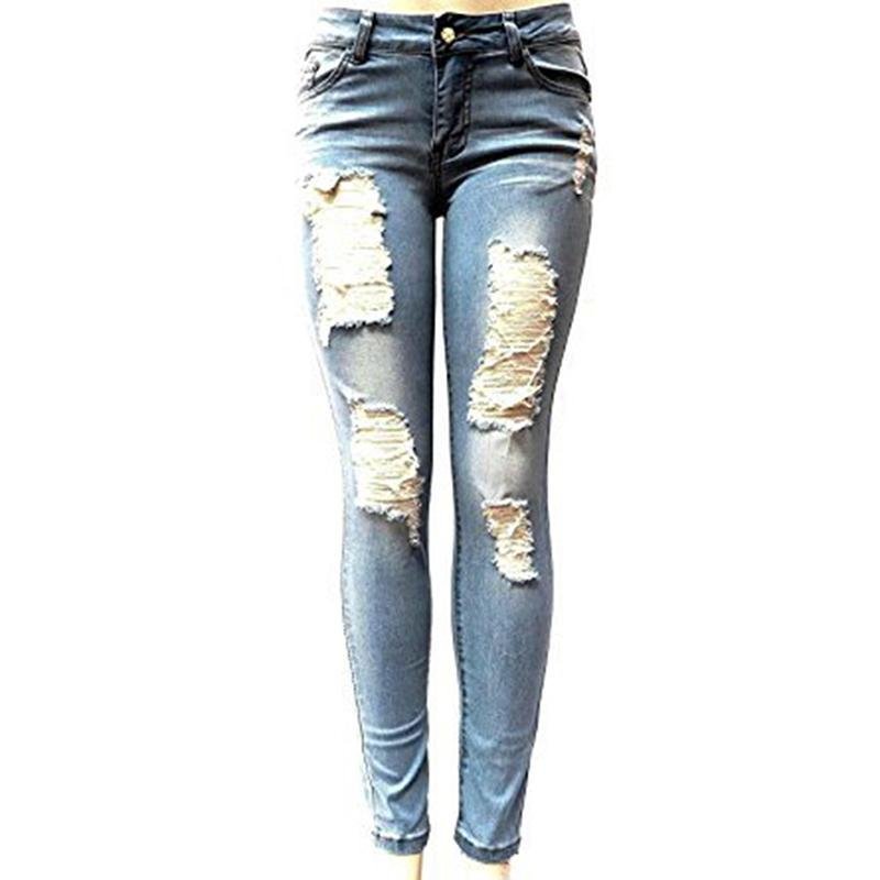High Waist Elastic Light Washed Skinny Pencil Jeans - Easy Pickins Store