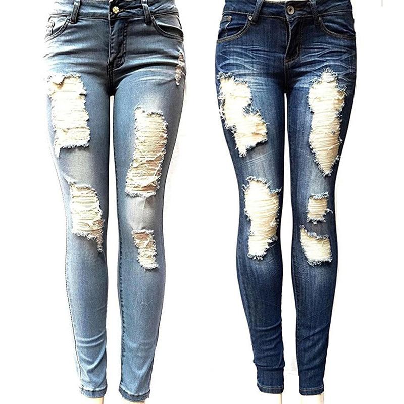 High Waist Elastic Light Washed Skinny Pencil Jeans - Easy Pickins Store