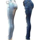 High Waist Elastic Plus Sizes Light Washed Skinny Pencil Jeans - Easy Pickins Store