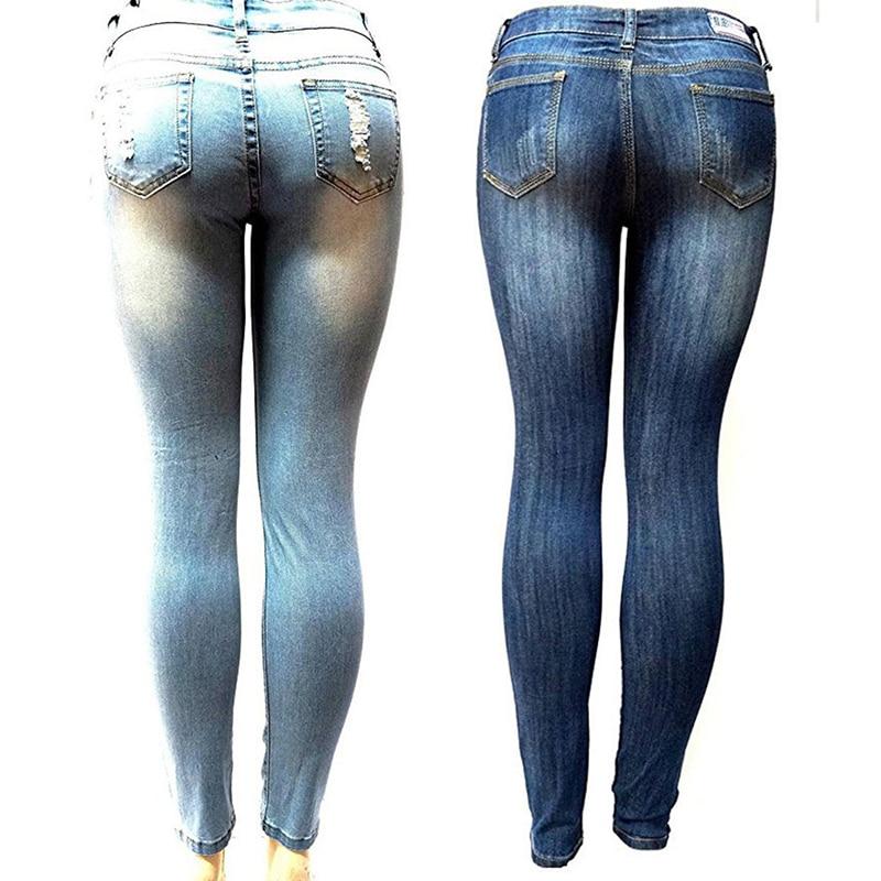 High Waist Elastic Plus Sizes Light Washed Skinny Pencil Jeans - Easy Pickins Store