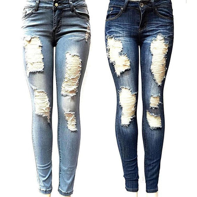 High Waist Elastic Plus Sizes Light Washed Skinny Pencil Jeans - Easy Pickins Store
