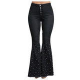 High Waist Jeans Button Tassel Bell Bottom - Easy Pickins Store