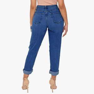 High Waist Jeans Denim Hole Button Zipper - Easy Pickins Store