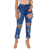High Waist Jeans Denim Hole Button Zipper - Easy Pickins Store
