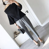 High Waist Long Pants Loose Straight Black Grey - Easy Pickins Store