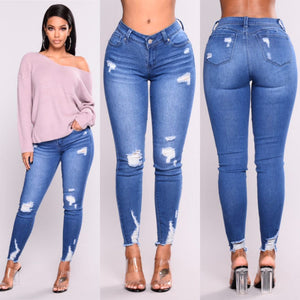 High Waist Push Up Ripped Stretch Jeans Denim - Easy Pickins Store