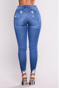 High Waist Push Up Ripped Stretch Jeans Denim - Easy Pickins Store