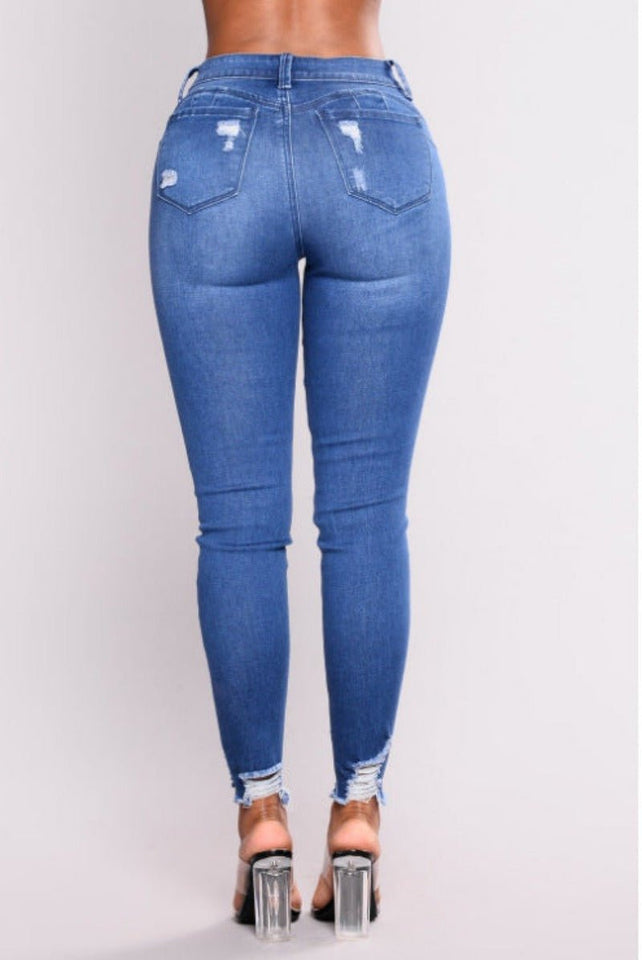 High Waist Push Up Ripped Stretch Jeans Denim - Easy Pickins Store
