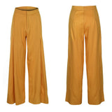 High Waist Wide Leg Pants Loose Office Long Yellow White Elegant - Easy Pickins Store