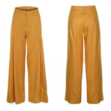 High Waist Wide Leg Pants Loose Office Long Yellow White Elegant - Easy Pickins Store