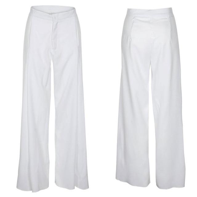 High Waist Wide Leg Pants Loose Office Long Yellow White Elegant - Easy Pickins Store