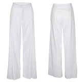 High Waist Wide Leg Pants Loose Office Long Yellow White Elegant - Easy Pickins Store